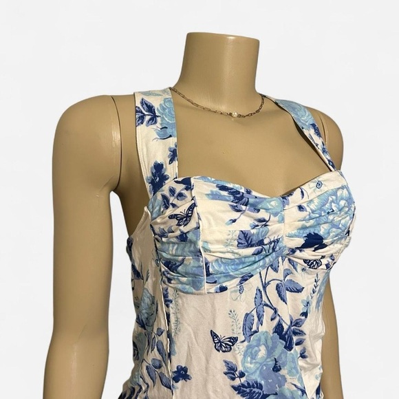 Free People Blue and White Floral Blouse - Picture 3 of 5